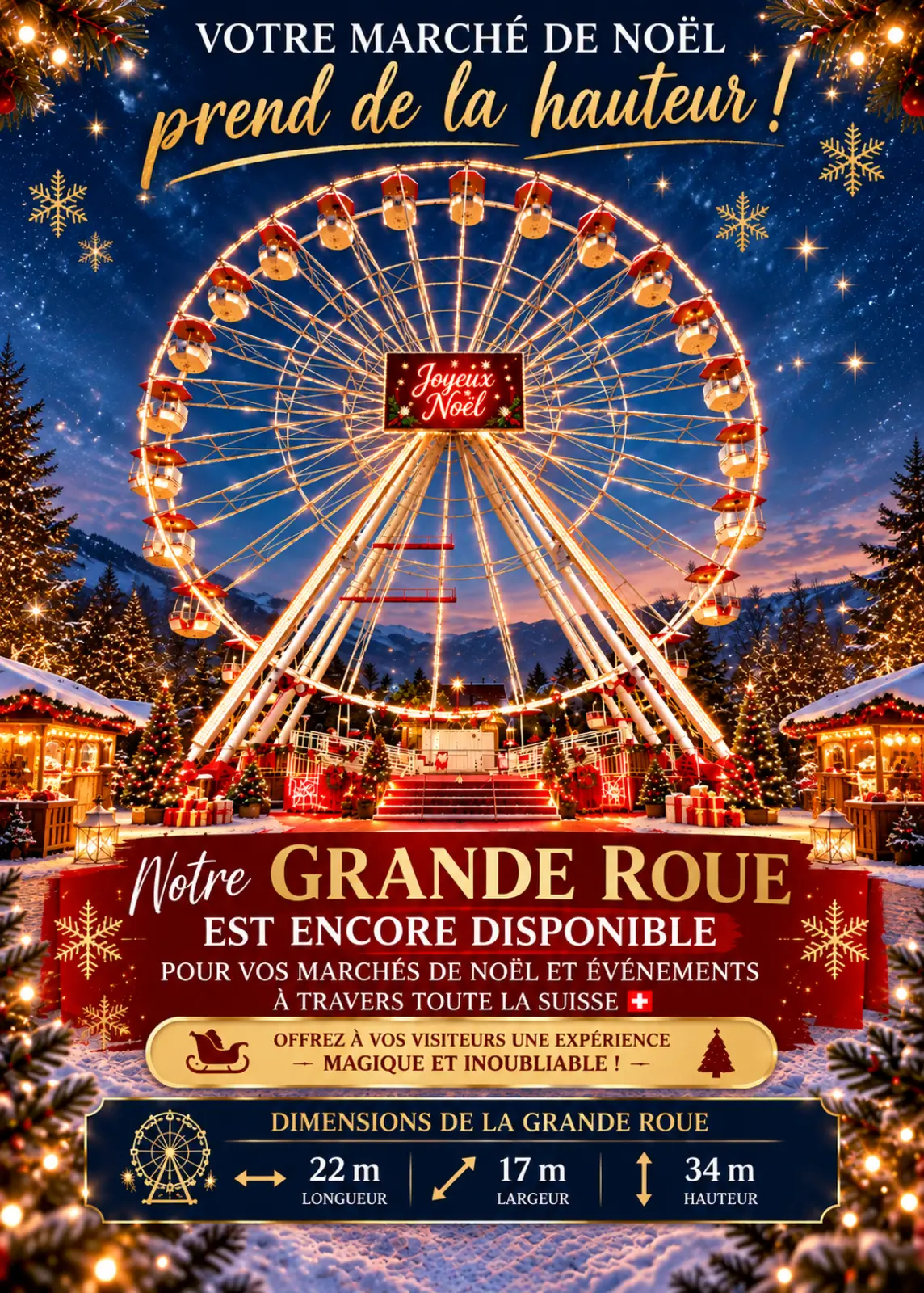 Grande roue pour marchés de Noël en Suisse