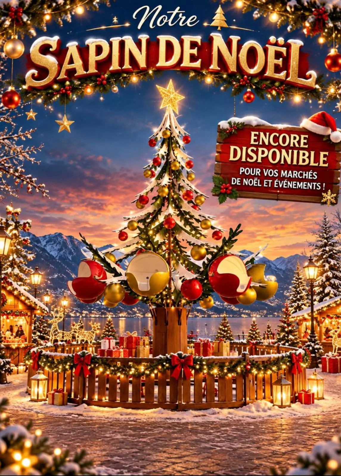 Sapin de Noël pour marchés et événements en Suisse